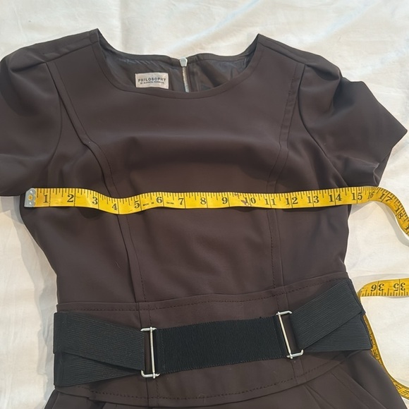 Philosophy Di Alberta Ferretti brown classy dress with black belt. Made in Italy - Picture 9 of 14